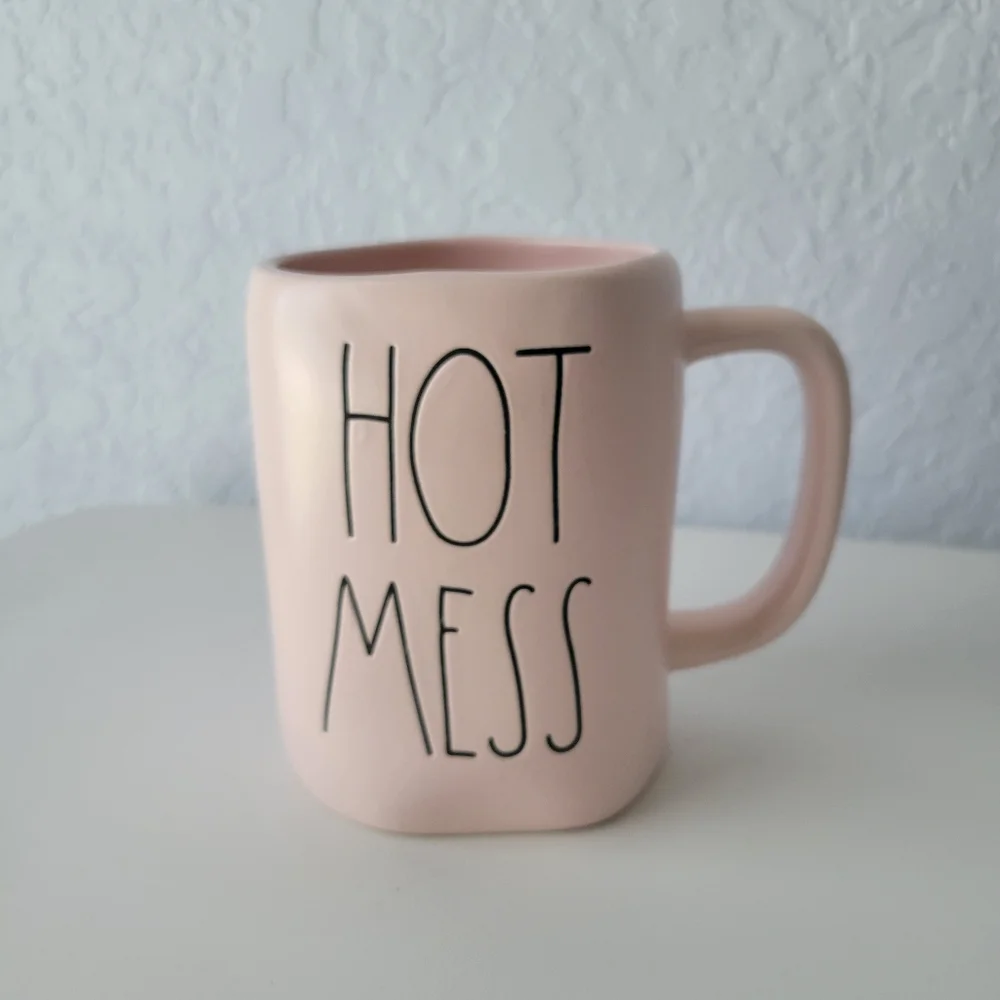 Rae Dunn HOT MESS Mug - PINK - Ceramic - very rare!